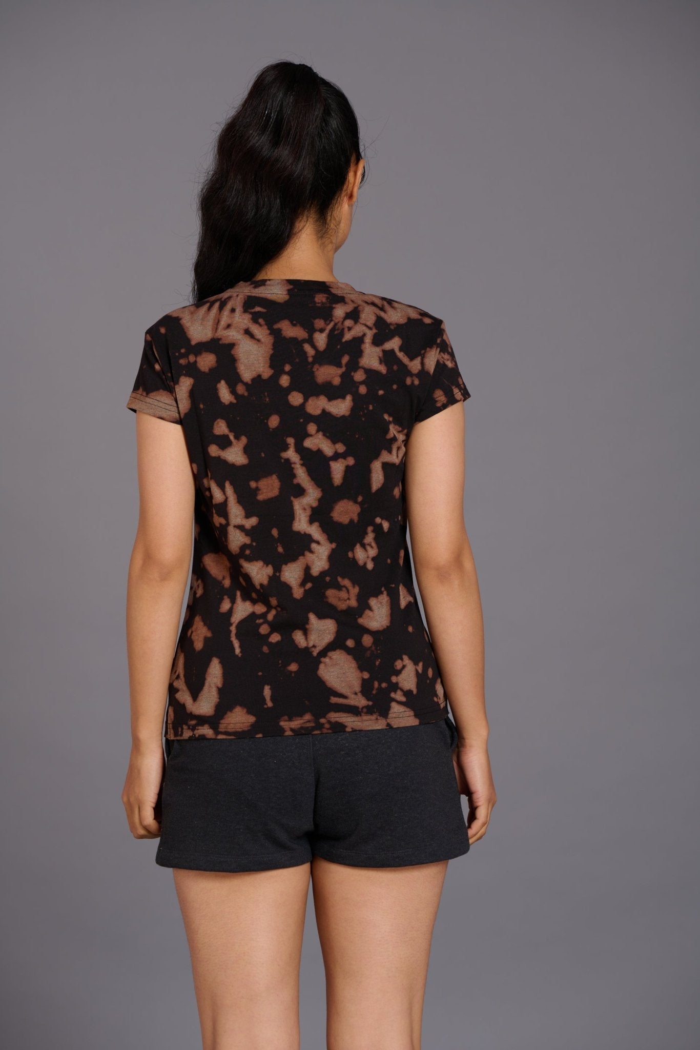 Sinner Printed Black & Brown T-Shirt for Women - Go Devil