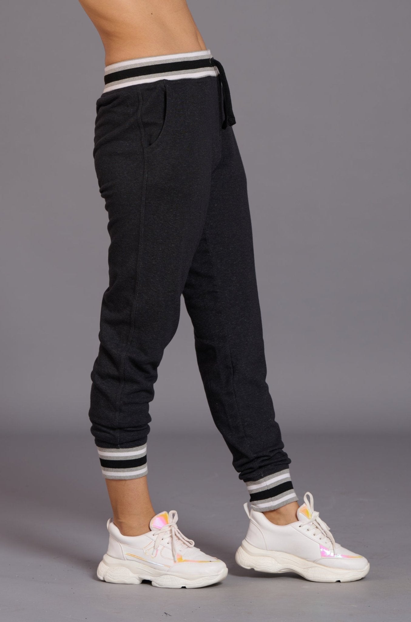 Sinner Printed Black Cotton Joggers for Women - Go Devil