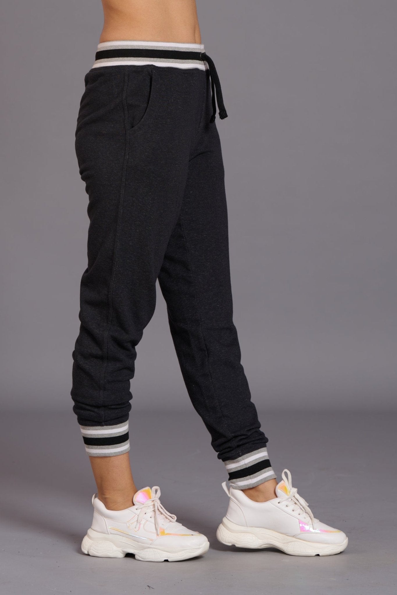 Sinner Printed Black Cotton Joggers for Women - Go Devil