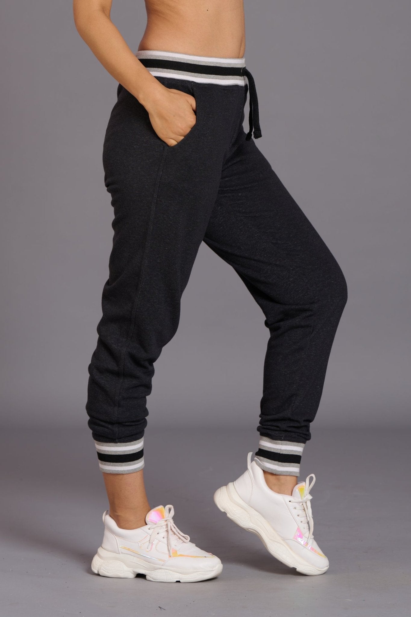 Sinner Printed Black Cotton Joggers for Women - Go Devil