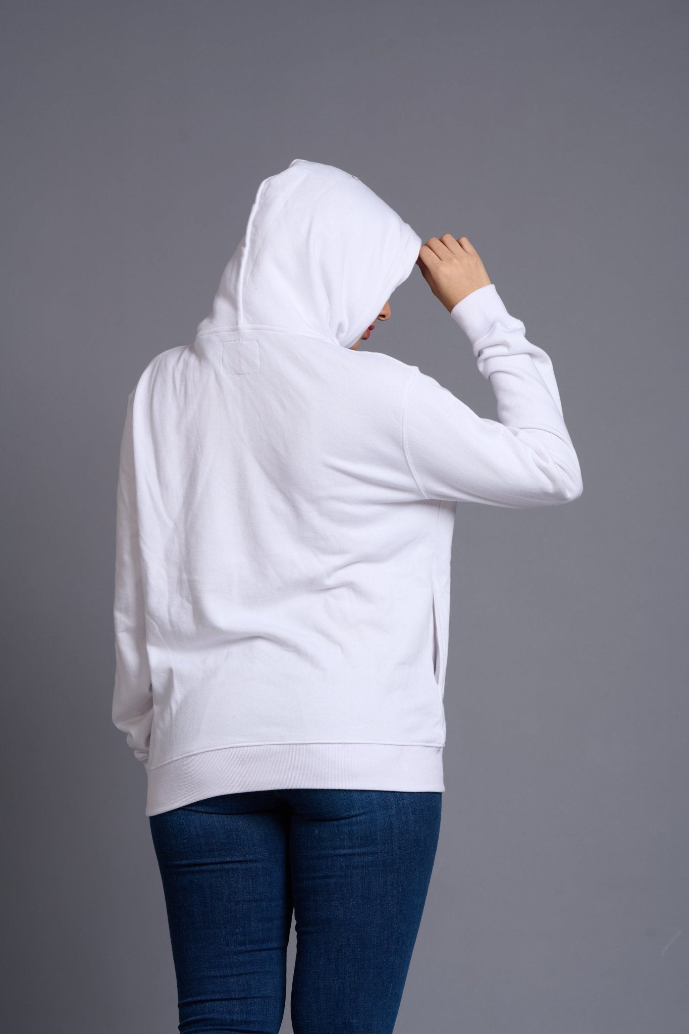 Skull Designed White Hoodie for Women - Go Devil