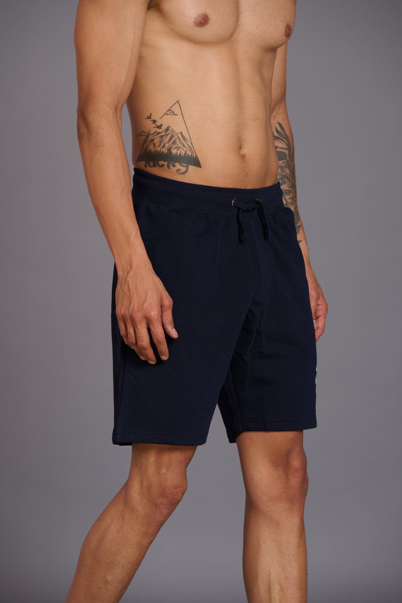 Skull & I Don’t Care Printed Navy Shorts for Men - Go Devil