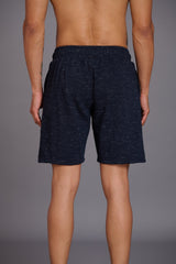 Skull & I Don’t Care Printed Navy Slub Shorts for Men - Go Devil