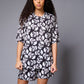 Skull (in White) Printed Black Co-ord Set for Women - Go Devil