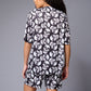 Skull (in White) Printed Black Co-ord Set for Women - Go Devil
