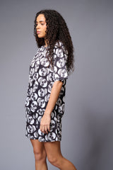 Skull (in White) Printed Black Co-ord Set for Women - Go Devil