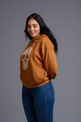 Skull Printed Camel Hoodie for Women - Go Devil