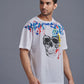 Skull Printed Oversized White T-Shirt for Men - Go Devil