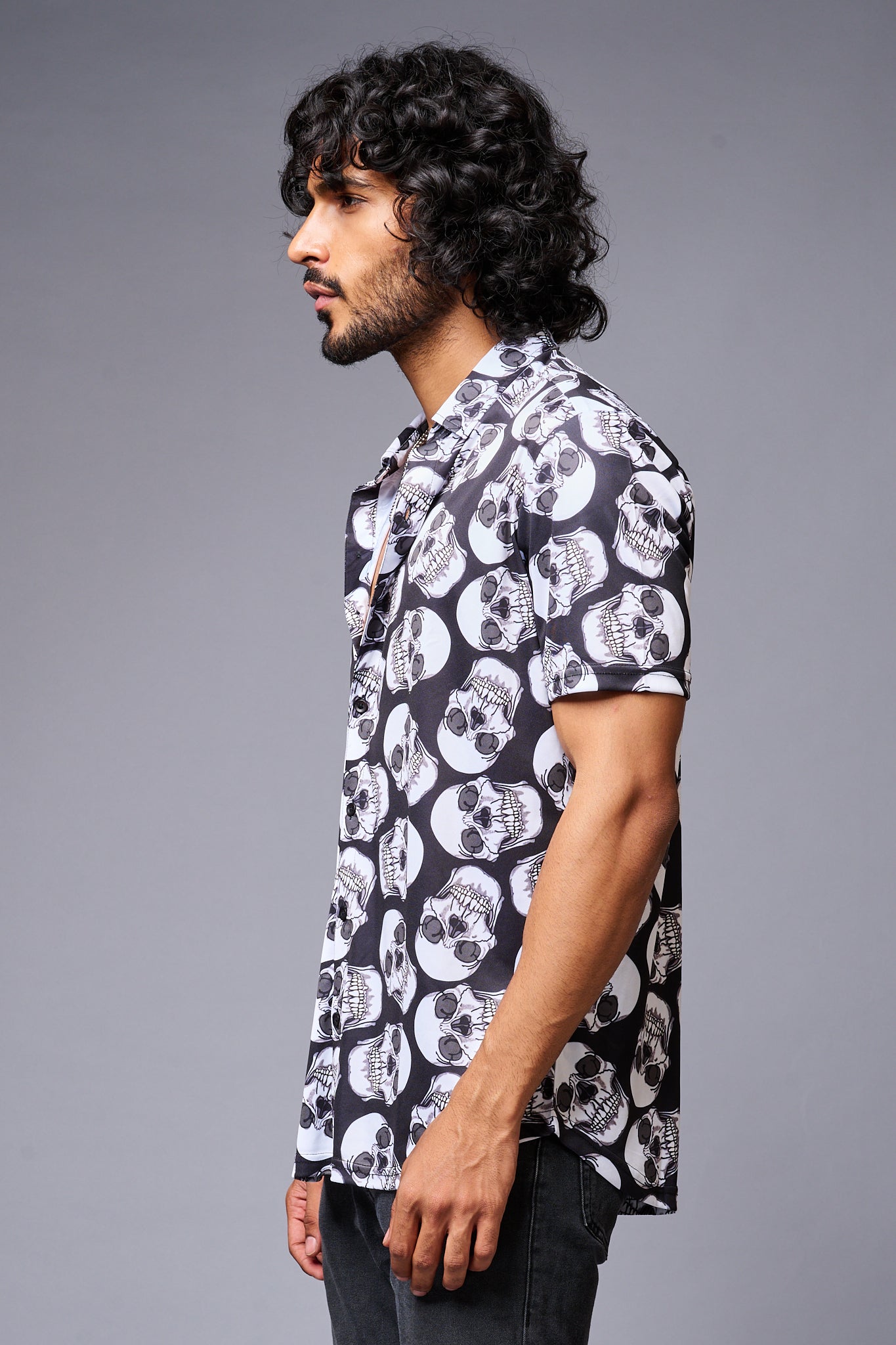 Skull Printed White & Black Shirt for Men - Go Devil