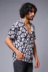 Skull Printed White & Black Shirt for Men - Go Devil