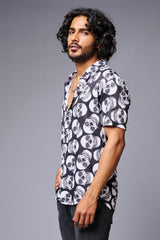Skull Printed White & Black Shirt for Men - Go Devil