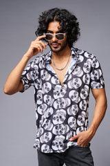 Skull Printed White & Black Shirt for Men - Go Devil