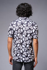 Skull Printed White & Black Shirt for Men - Go Devil
