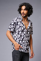 Skull Printed White & Black Shirt for Men - Go Devil