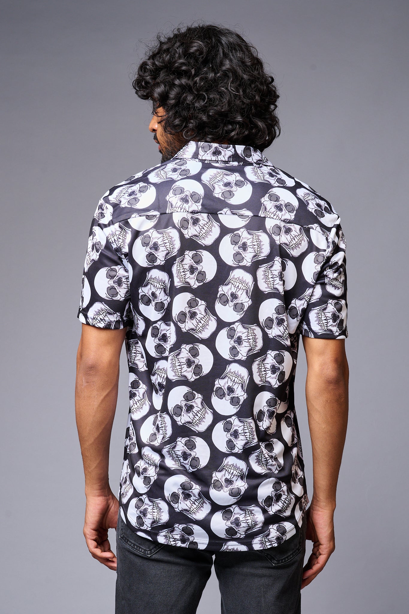 Skull Printed White & Black Shirt for Men - Go Devil