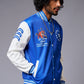 Tiger Printed Blue & White Varsity Jacket for Men - Go Devil