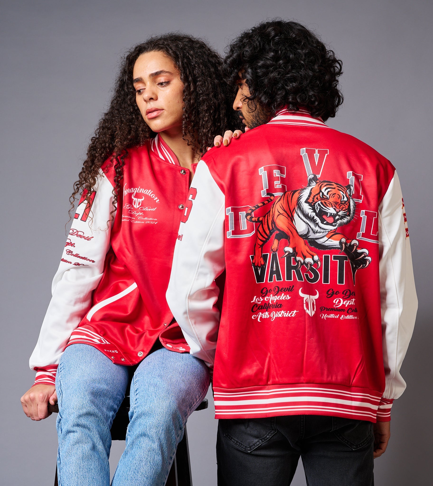 Tiger Printed Couples Coord - Varsity Jacket - Go Devil