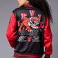 Tiger Printed Red & White Varsity Jacket for Women - Go Devil