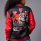 Tiger Printed Red & White Varsity Jacket for Women - Go Devil