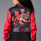 Tiger Printed Red & White Varsity Jacket for Women - Go Devil