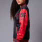 Tiger Printed Red & White Varsity Jacket for Women - Go Devil
