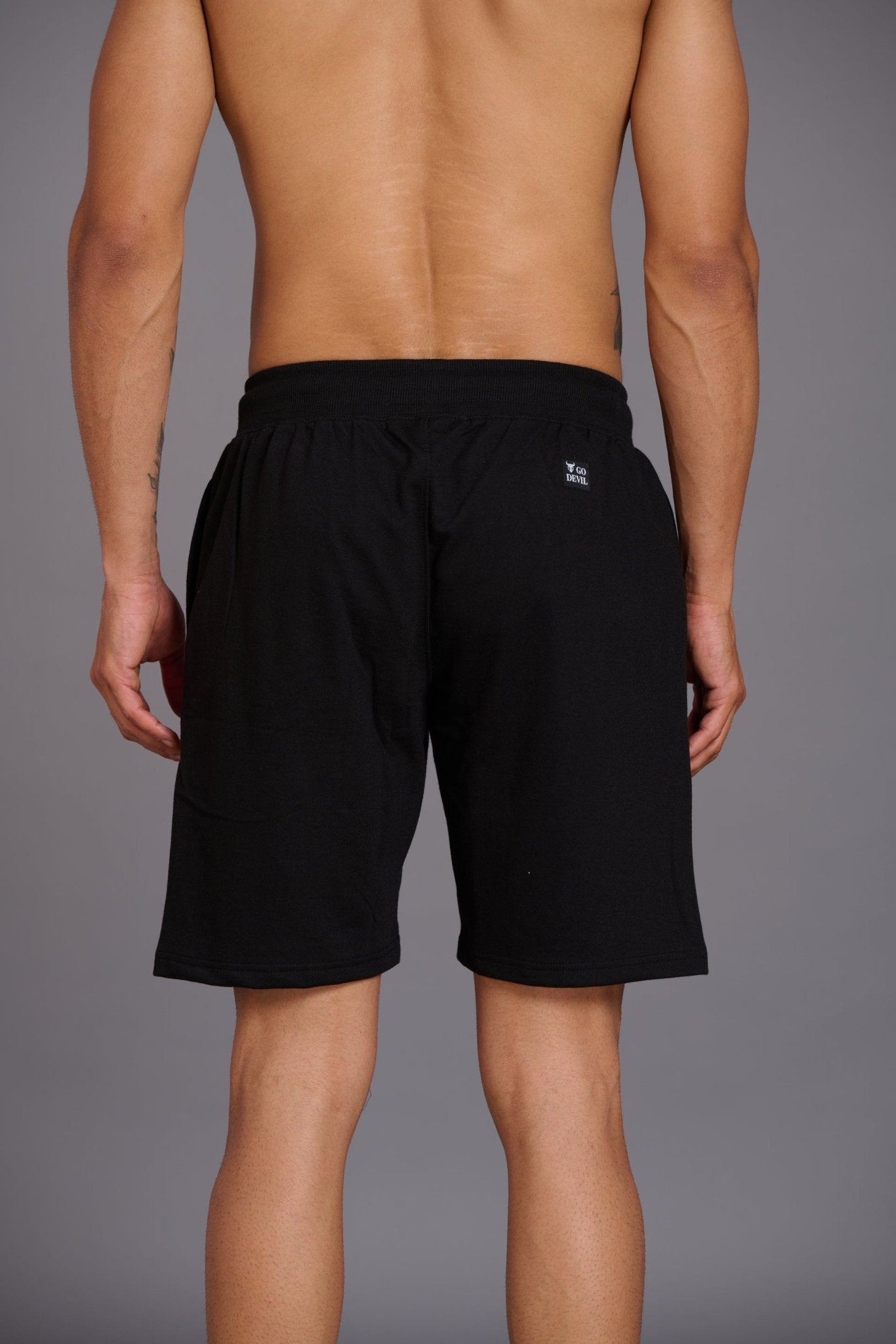 Warrior Printed Black Shorts for Men - Go Devil