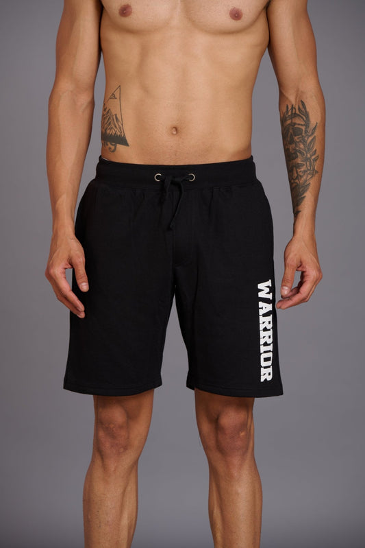 Warrior Printed Black Shorts for Men - Go Devil