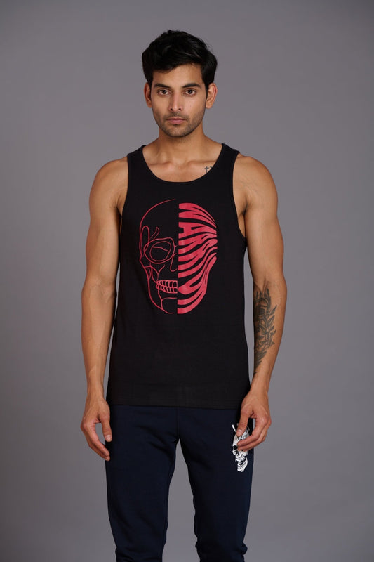 Warrior Printed Black Vest (Activewear) for Men - Go Devil