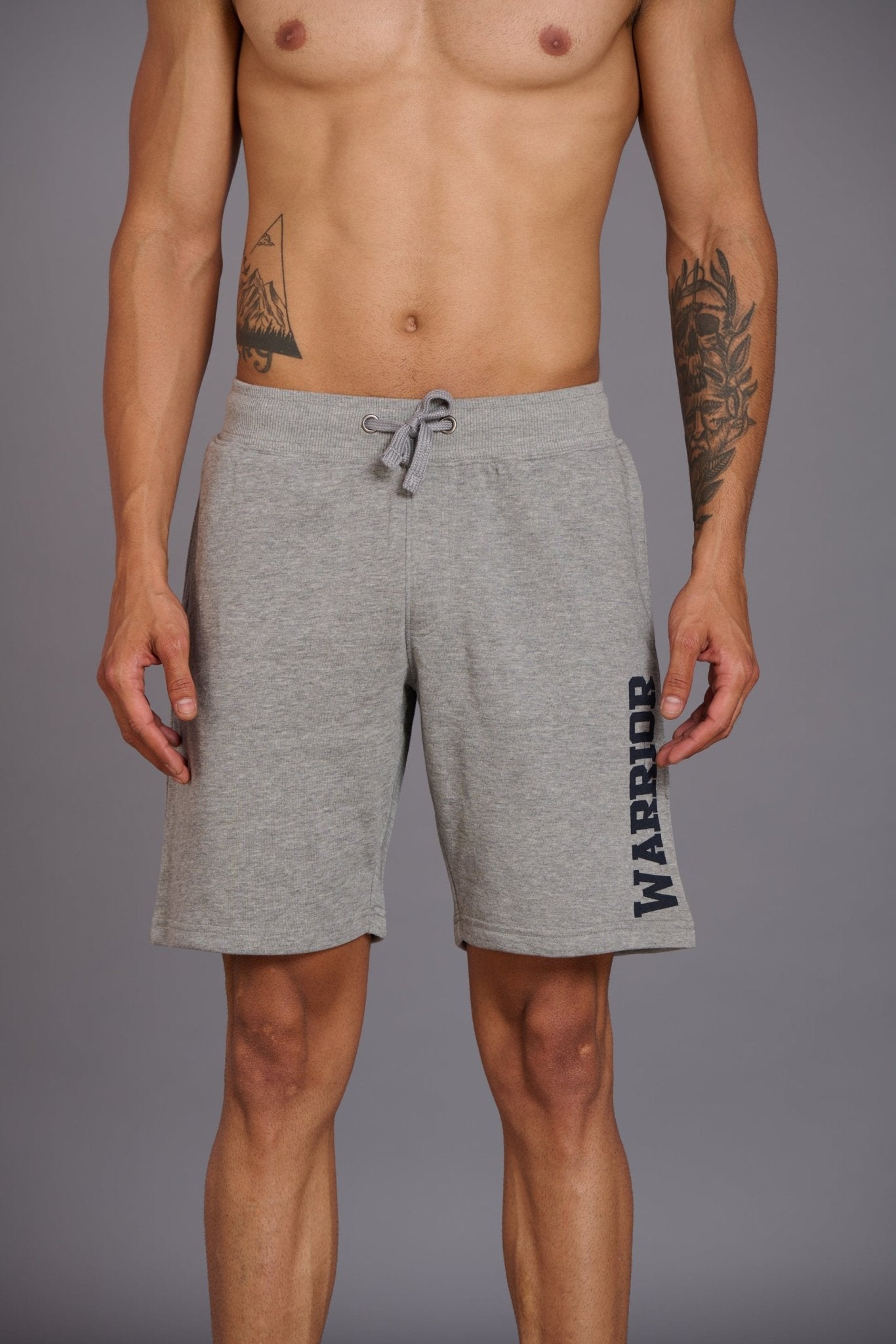 Warrior Printed Grey Shorts for Men - Go Devil