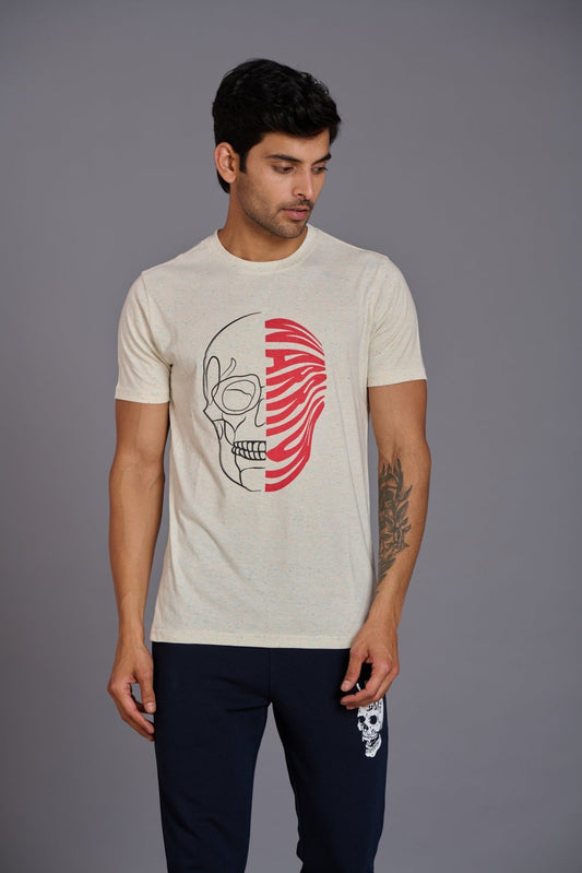 Warrior Printed Ivory T-Shirt for Men - Go Devil