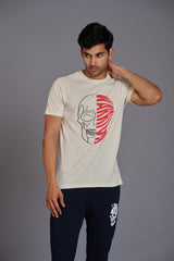Warrior Printed Ivory T-Shirt for Men - Go Devil