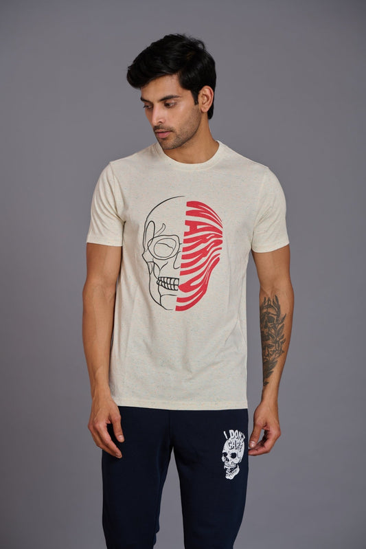Warrior Printed Ivory T-Shirt for Men - Go Devil