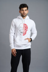 Warrior Printed White Hoodie for Men - Go Devil