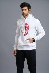 Warrior Printed White Hoodie for Men - Go Devil