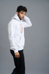 Warrior Printed White Hoodie for Men - Go Devil