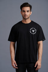 White Devil Printed Black Oversized T-Shirt for Men - Go Devil