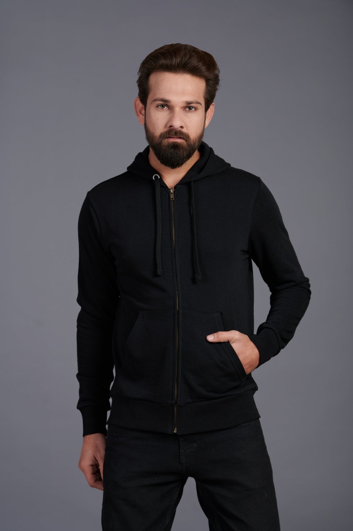 White & Red Skull Printed Black Devil Zipper Hoodie for Men - Go Devil