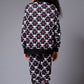 White Skull Printed Black Bomber Style Jacket with Pant Co-ord Set for Women - Go Devil