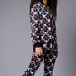 White Skull Printed Black Bomber Style Jacket with Pant Co-ord Set for Women - Go Devil