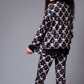 White Skull Printed Black Bomber Style Jacket with Pant Co-ord Set for Women - Go Devil