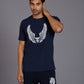 Wings Printed Go devil Navy Blue T-Shirt for Men - Go Devil