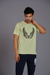 Wings Printed Mint Green T-Shirt for Men - Go Devil
