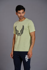 Wings Printed Mint Green T-Shirt for Men - Go Devil