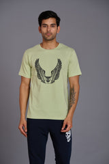 Wings Printed Mint Green T-Shirt for Men - Go Devil