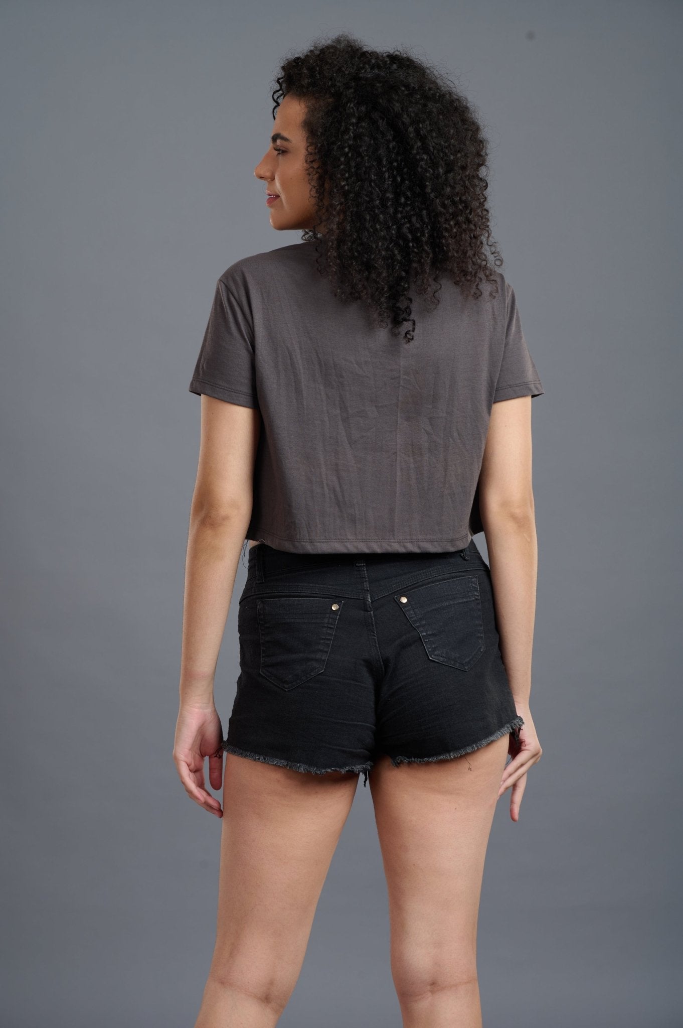 Wise Devil (Dark Grey) Crop-Top for Women by Go Devil - Go Devil