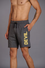 Yellow Devil Printed Grey Shorts for Men - Go Devil