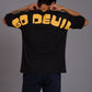 Yellow Go Devil Printed Black Over Size T-Shirt - Go Devil