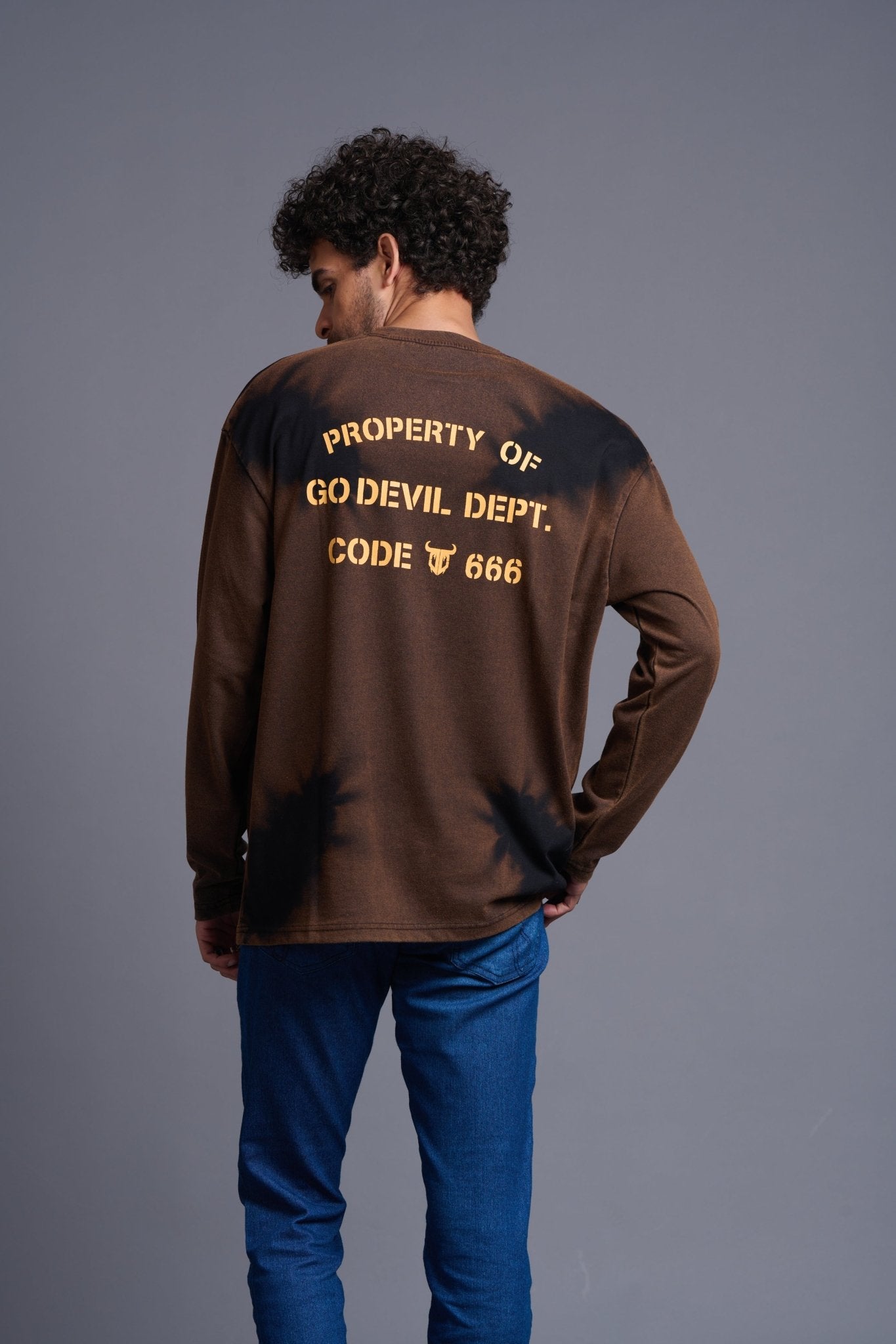 Yellow Property of Go Devil Brown Sweatshirt for Men - Go Devil