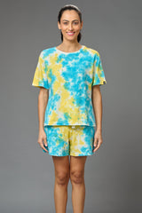 Yellow & Sky Blue Co-ord Set for Women - Go Devil