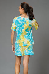 Yellow & Sky Blue Co-ord Set for Women - Go Devil
